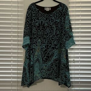Lady Noiz Elegant Brown and Teal Tunic